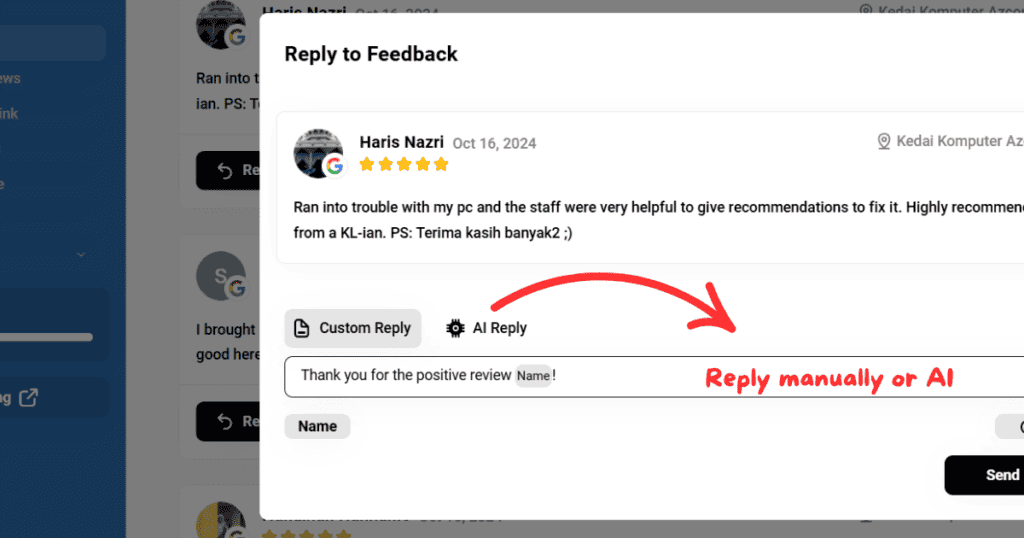 reply reviewer manually or using AI technology